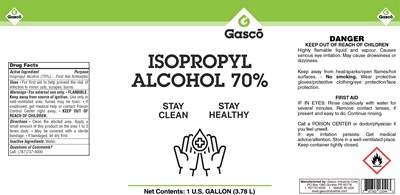 1 Gal (Gascoclean   Isopropyl Alcohol (5.25x 10.625) 1 Gal)